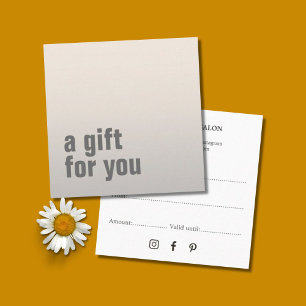 Visita Quadrado Cartão de Presente Simples Elegante Faux Silver Be