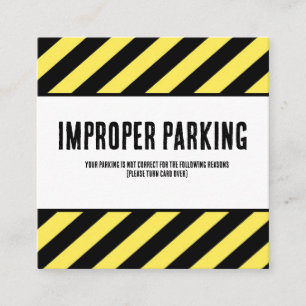 Visita Quadrado Cartão de Reclamação de Estacionamento Incorreto,