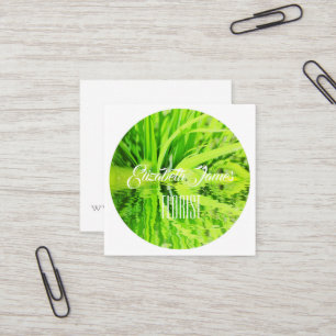 Visita Quadrado Cartão de Reflexo de Grama Verde Fresca e Estilosa