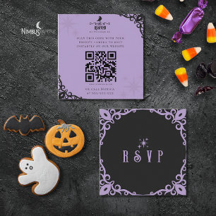 Visita Quadrado Cartão de Resposta Rápida Halloween Lavanda Mágica