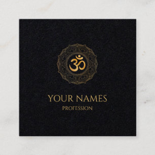 Visita Quadrado CARTÃO DE VISITA: Dourado MANDALA + OHM 
