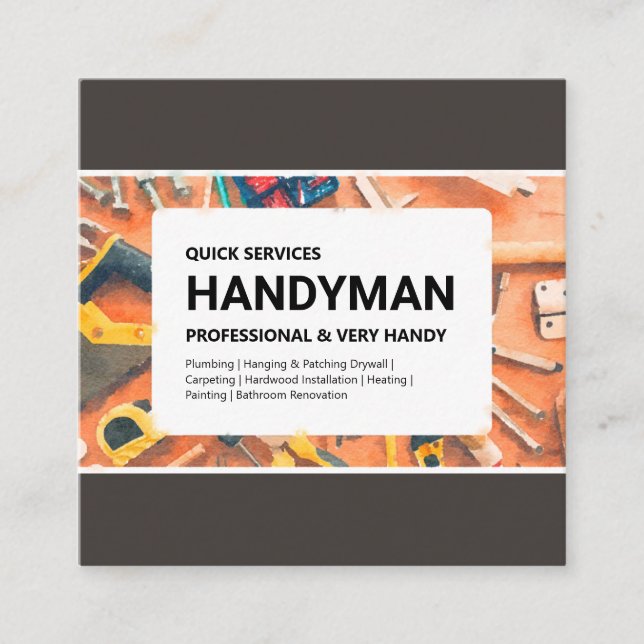 Visita Quadrado Cartão de Visita: Serviços de Handyman (Frente)