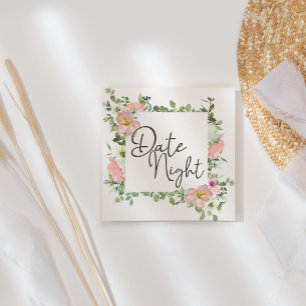 Visita Quadrado Cartão Noite de Data Floral Elegante e Escamudo