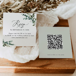 Visita Quadrado Código QR Cartão Rsvp de Casamento Verde Russo Mín