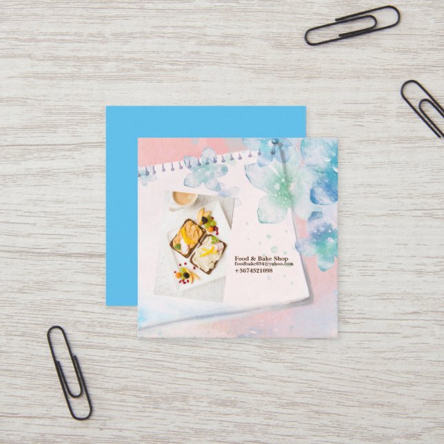 Visita Quadrado Comida de café da manhã com pão saudável, Cartão d (Frente/Verso In Situ)