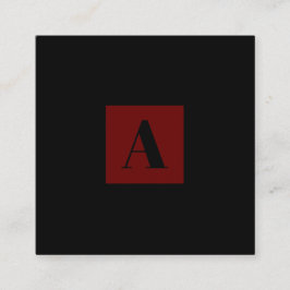 Visita Quadrado Elegante Monograma Vermelho Escuro cartão de visit