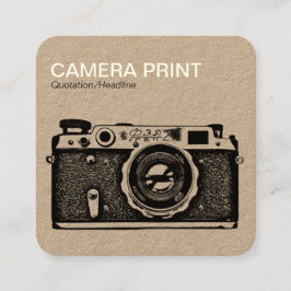 Visita Quadrado Impressão da câmera - creme + Preto no cartão de