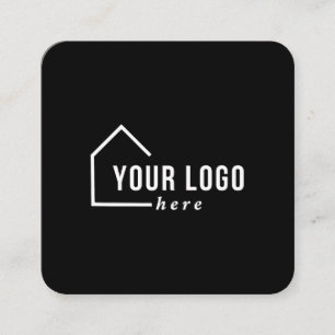Visita Quadrado Logotipo Preto Imobiliário Foto QR Code Cartão de 