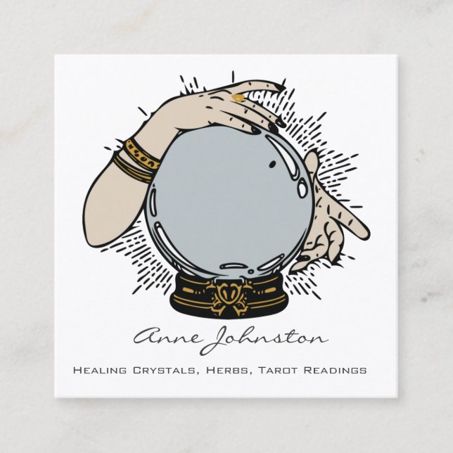 Visita Quadrado Magic Crystal Ball and Hands Square Cartão de visi (Frente)