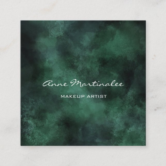 Visita Quadrado Makeup Artist Abstrato Green Square Cartão de visi (Frente)