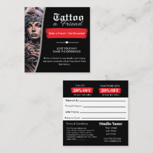 Visita Quadrado Modelo de Cartão de Indicação de Tatuagem Tatuar