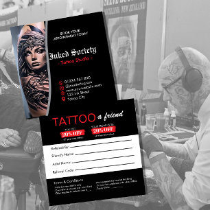 Visita Quadrado Modelo de Cartão de Recomendação de Tatuagem Tat