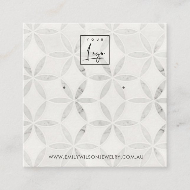 VISITA QUADRADO PASTEL OFF WHITE FLORAL STUD EARRING CARTÃO DE EXI (Frente)