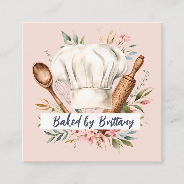 Visita Quadrado Pastelaria Doce Pastelaria Chef Pastel Cartão de v (Frente)