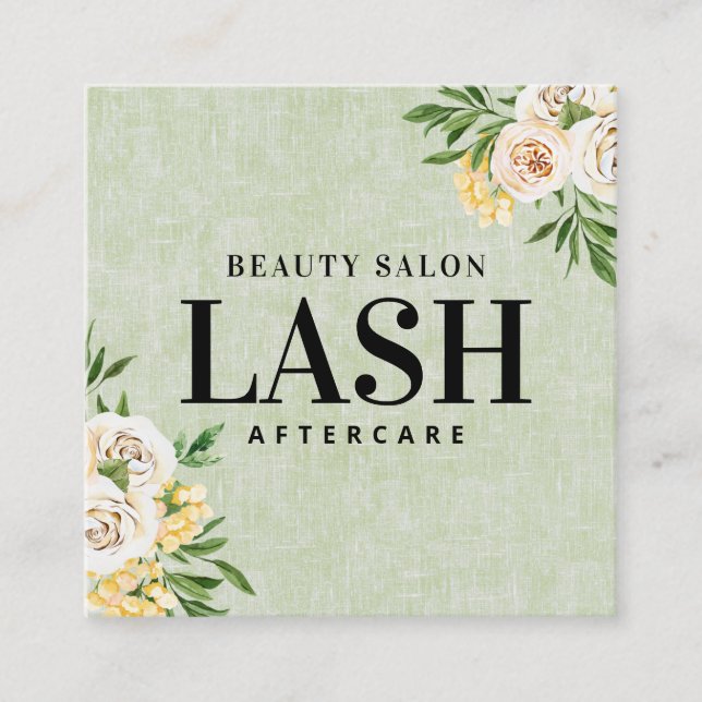 Visita Quadrado Primavera Verde Lash Aftercare Square Cartão de vi (Frente)
