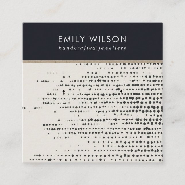 VISITA QUADRADO RETRO BLACK WHITE DOTS STUD EARRING CARTÃO DE EXIB (Frente)