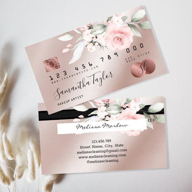 Visita rosa de cartão de crédito floral (Criador carregado)