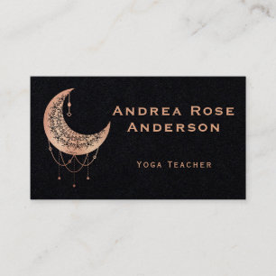 Visita Rosa Dourado Crescent Moon Mandala Cartão de visit