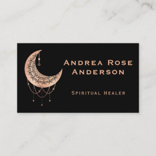 Visita Rosa Dourado Crescent Moon Mandala Cartão de visit