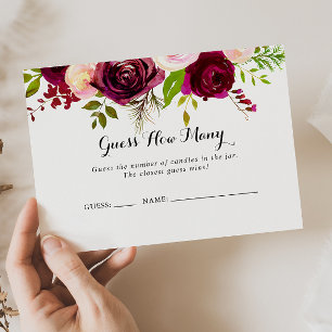 Visita Rustic Blush Burgundy Adivinha Quantos Cartão De 