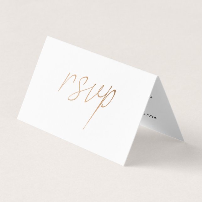 Visita Script de Foil Gold Moderno com Cartão RSVP de Fot (Frente)