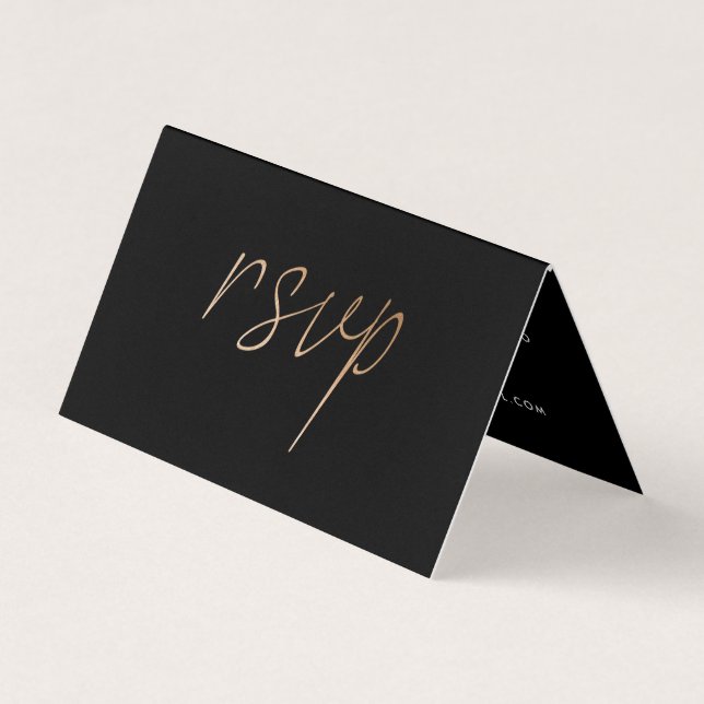 Visita Script de Foil Gold Moderno com Cartão RSVP de Fot (Frente)