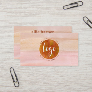 Visita Seu logotipo, Dusty Orange Watercolor Cartão de v