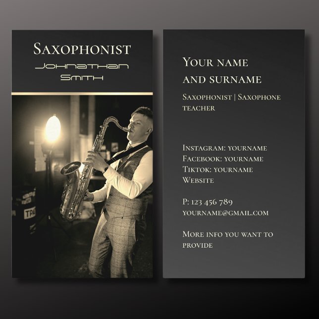 Visita Sua própria foto, Jazz Musical Gold Cartão de visi (Criador carregado)