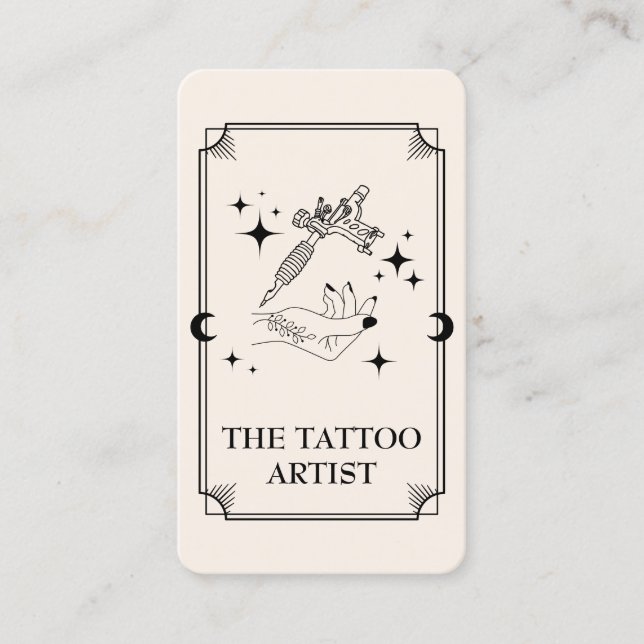 Visita Tarot Card Tattoo Artist Celestial Cartão de visit (Frente)