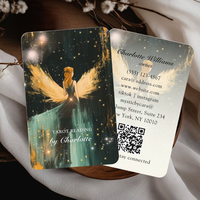 Visita Tarot, Universe-Wings-Woman Código QR Cartão de vi (Tarot, Universe-Wings-Woman QR Code Business Card)