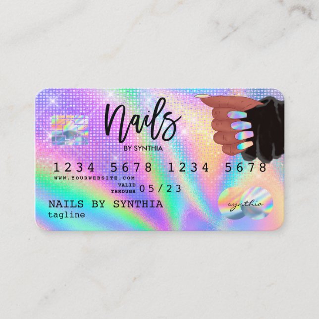 Visita Tecnologia de Nail do Cartão de Crédito Holográfic (Frente)