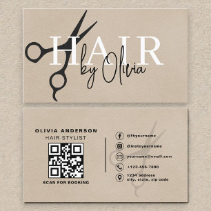 Visita Tijera Neutra em Suede Código QR Cartão de Negócio