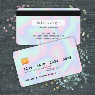 Visita Tipo de cartão de crédito holográfico pastel