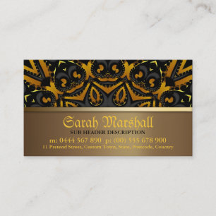 Visita Tribal Batik Black e Burnt Dourado Cartão de visit