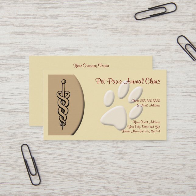 Visita Veterinarian Clinic Animal Hospital Cartão de visi (Frente/Verso In Situ)
