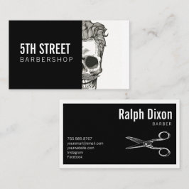 Visita Vintage Barber Compra Tesoura Skull Cartão de visi