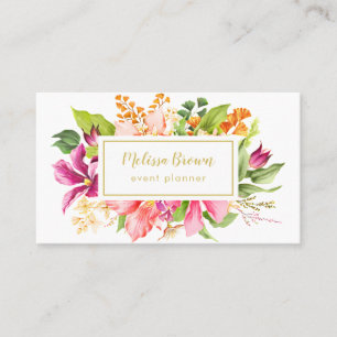 Visita Vintage Flowers Pastel Event Planner Cartão de vis