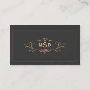 Visita Vintage Monogramed Elegant Scrolls Cartão de visit