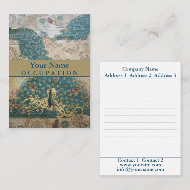 Visita Vintage Peacock - Cartão de negócios (Frente/Verso)
