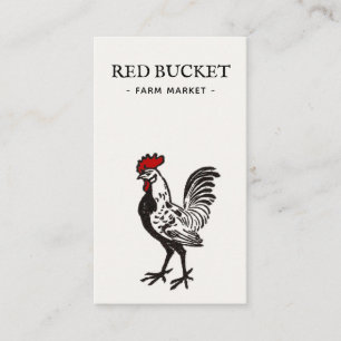 Visita Vintage Rooster Illustração Rústica Cartão de visi