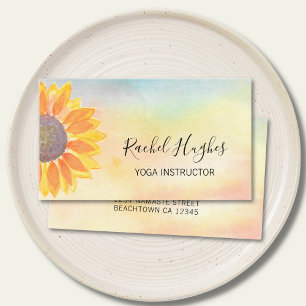 Visita Yoga Instrutor Sunflower Watercolor Cartão de vis