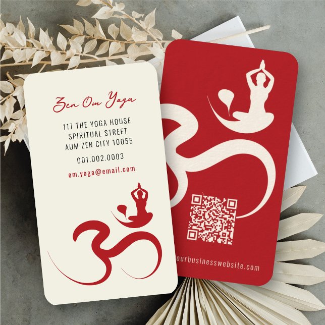 Visita Yoga Simples Om Ohm Calliografia Zen Cartão de vis (Simple Minimalist Zen Spiritual Holistic Yoga Om/Aum Calligraphy Symbol Business Card @ fatfatin)