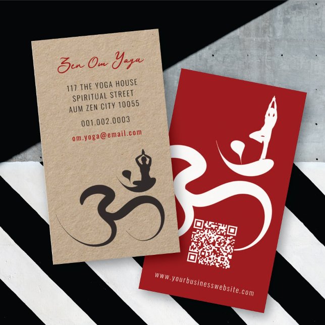 Visita Yoga Simples Om Ohm Calliografia Zen Cartão de vis (Simple Minimalist Zen Spiritual Holistic Yoga Om/Aum Calligraphy Symbol Business Card @ fatfatin)
