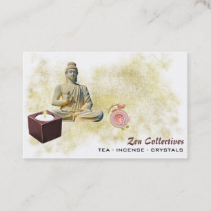 Visita *~* Zen Lotus Buddha Candle Tea Dourado Cartão de