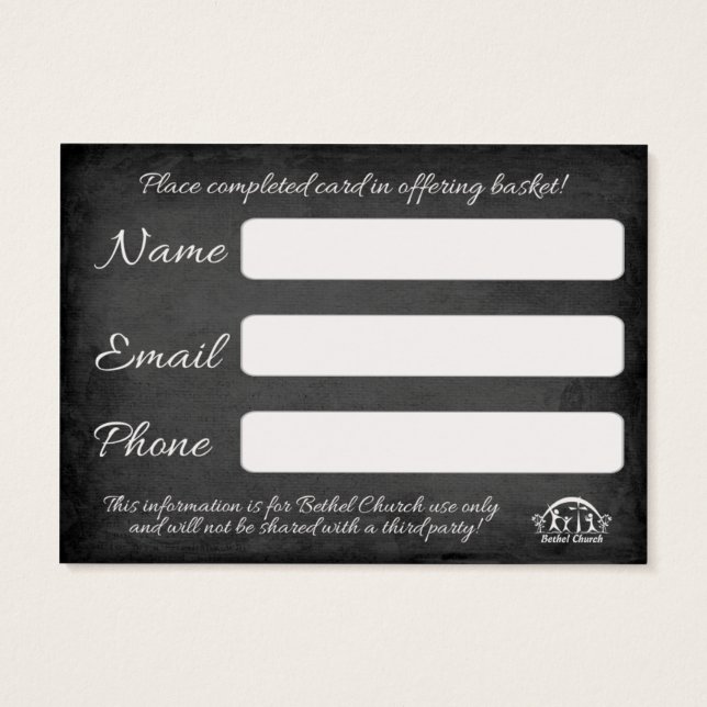 Visitante de Igreja ou cartão de conexão (Verso)