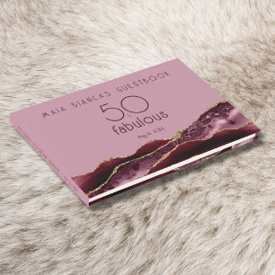 Visitas 50 e Fabuloso Livro de Convidados Rosa-Rosa-Rosa-R