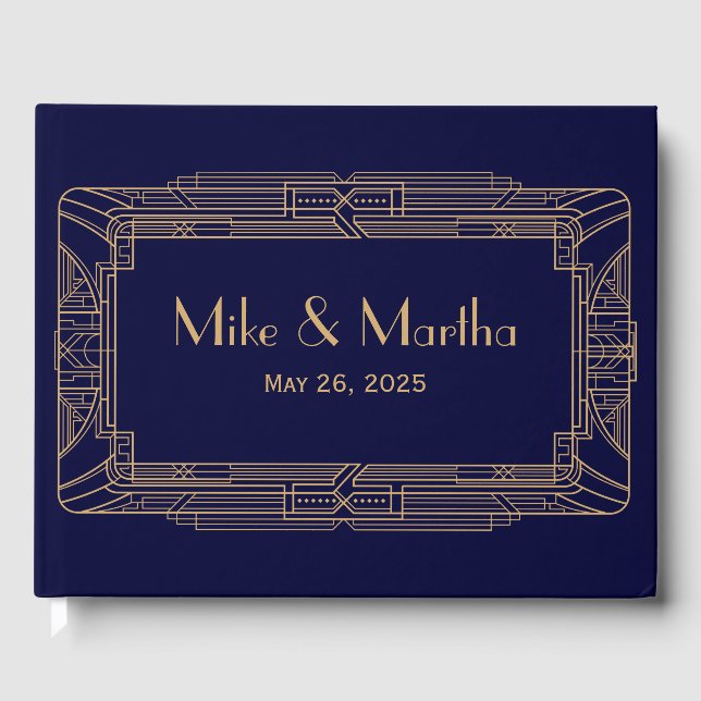 Visitas Anterior Excelente Gatsby Art Deco Livro de Convid (Frente)