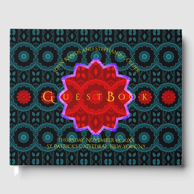 Visitas Art Deco Livro de Convidados Floral (Frente)