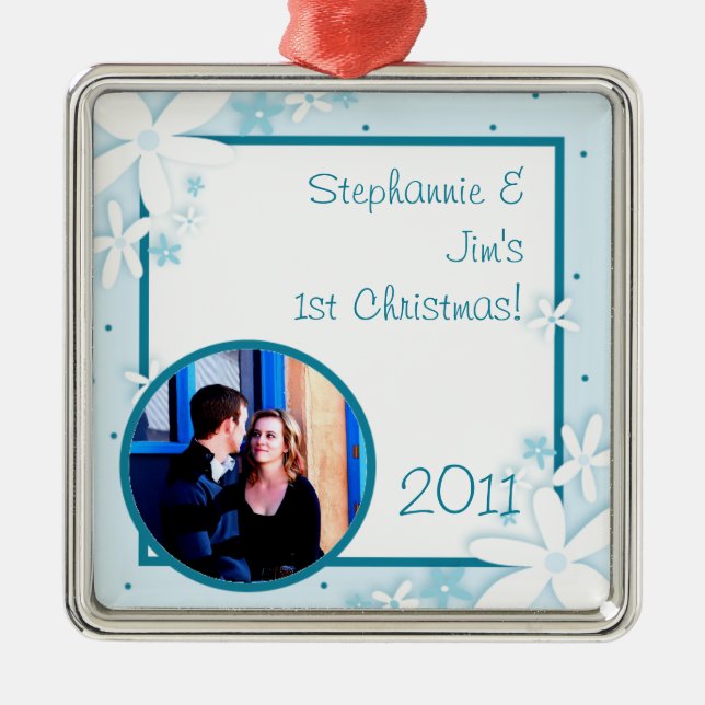 Visitas Azuis Personalizadas de Ornamento (Frente)