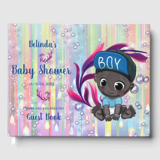 Visitas Baby Boy Bubbles e Unicores Livro de Convidados (Frente)